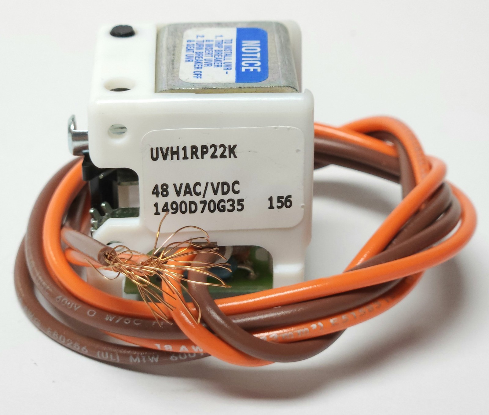 EATON CUTLER HAMMER UVH1RP22K F Frame 48 VAC VDC UVR Undervoltage Release 1490D7