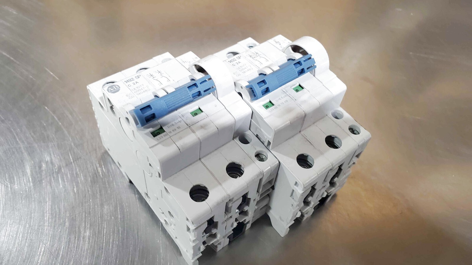 Lot of 2 Allen-Bradley 1492-SP C2A Circuit Breakers 2-pole w/ 189-AR11