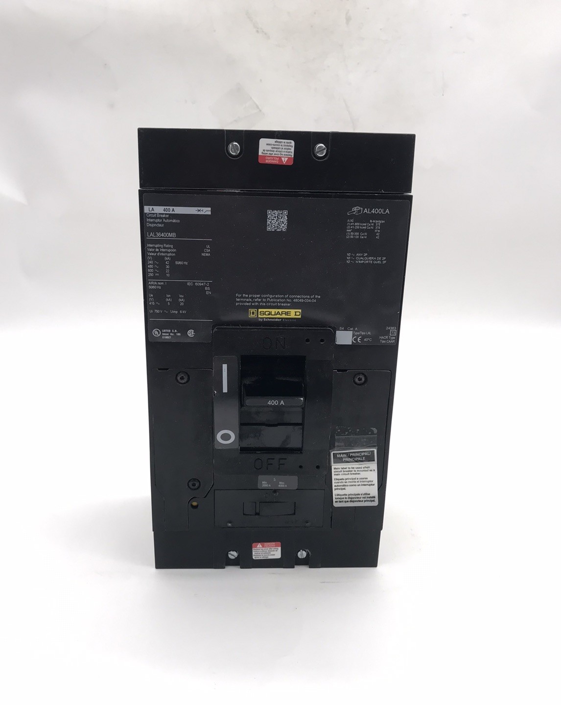 HOUSTON STOCK NEW SQUARE D LAL36400MB TYPE LAL 400 AMP 600V FREE SHIPPING