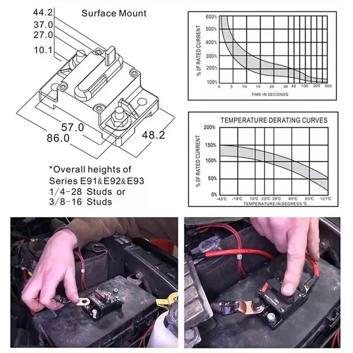 2 Pack of 30-ampere automotive and marine circuit breakers with manual reset US