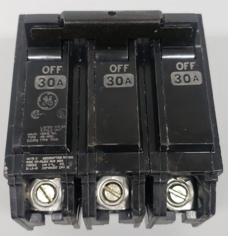 GE THQB32030 Circuit Breaker,30A,Bolt On 240V,3P