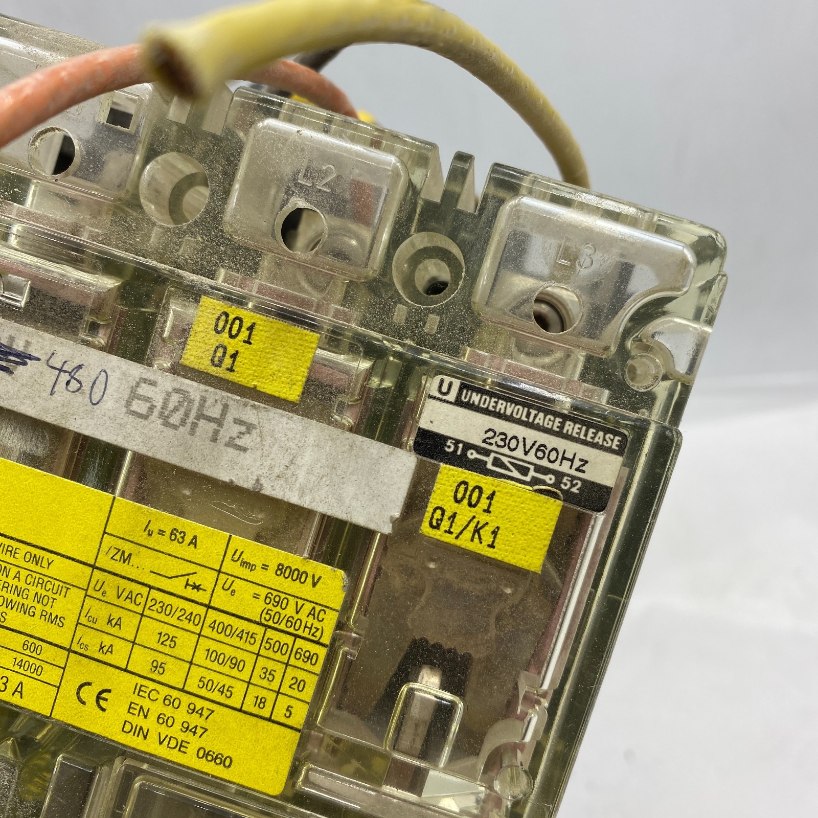 KLOCKNER MOELLER NZM 6 b-63 CIRCUIT BREAKER 3-POLE NZM6B-63 600VAC 60HP