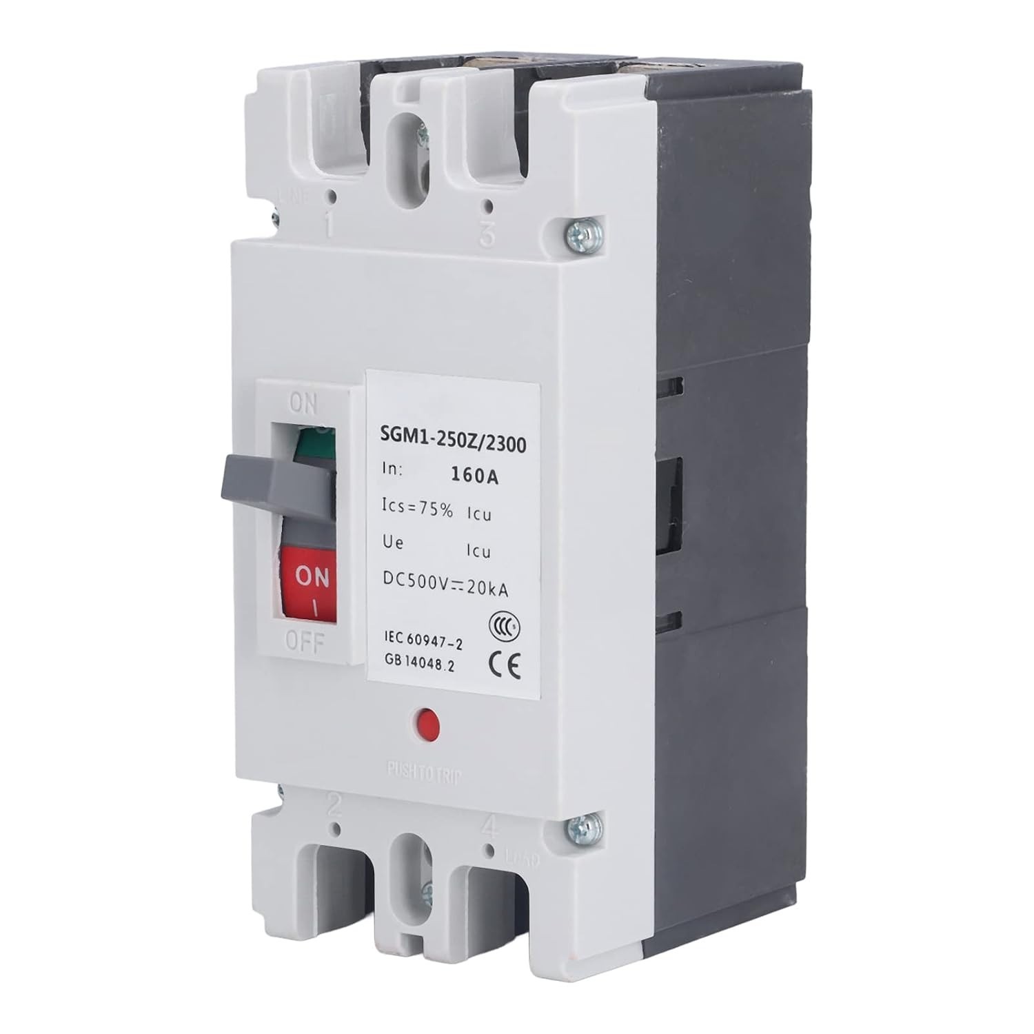 DC Circuit Breaker 500V 160A Panel Mount 2-Pole Overload Protection