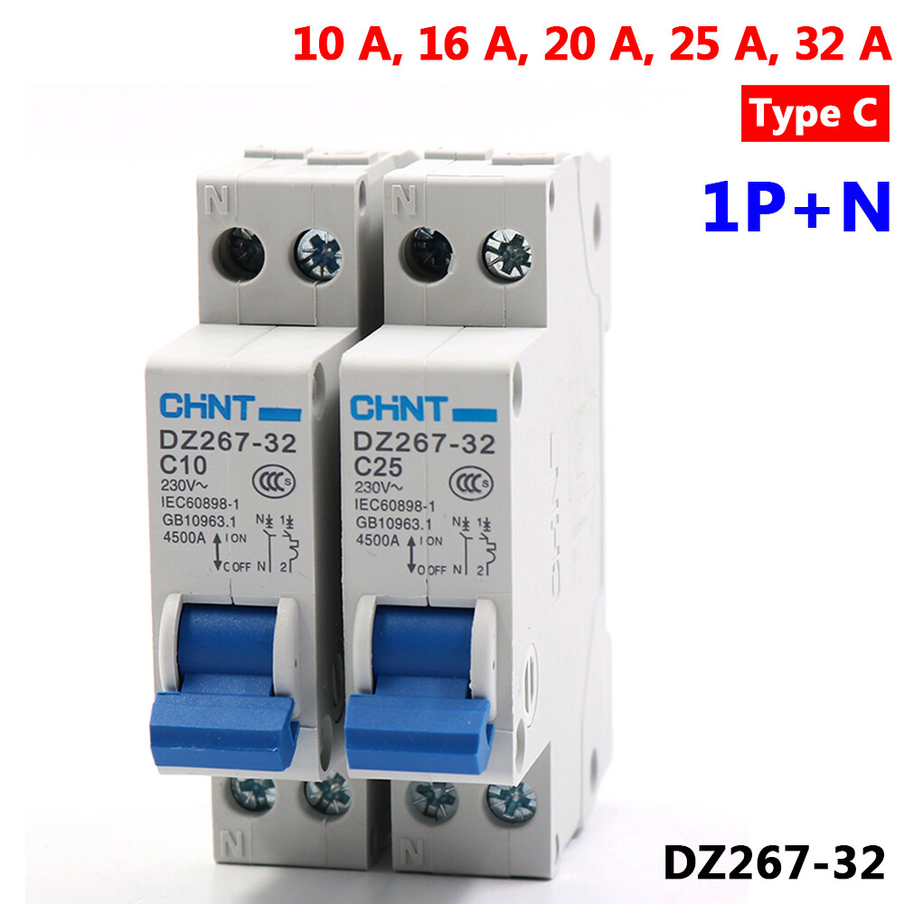 10/16/20/25/32Amp AC230V 1P+N DPN Circuit Breaker MCB Type C 4.5kA DZ267-32 CHNT