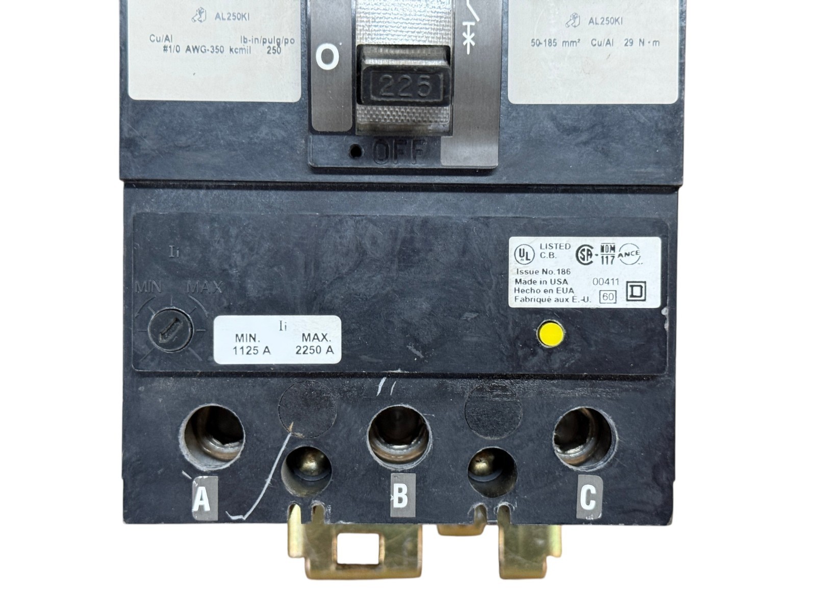 SQUARE D KC34225 225A 3-PHASE 3-POLE 480V K-FRAME I-LINE CIRCUIT BREAKER