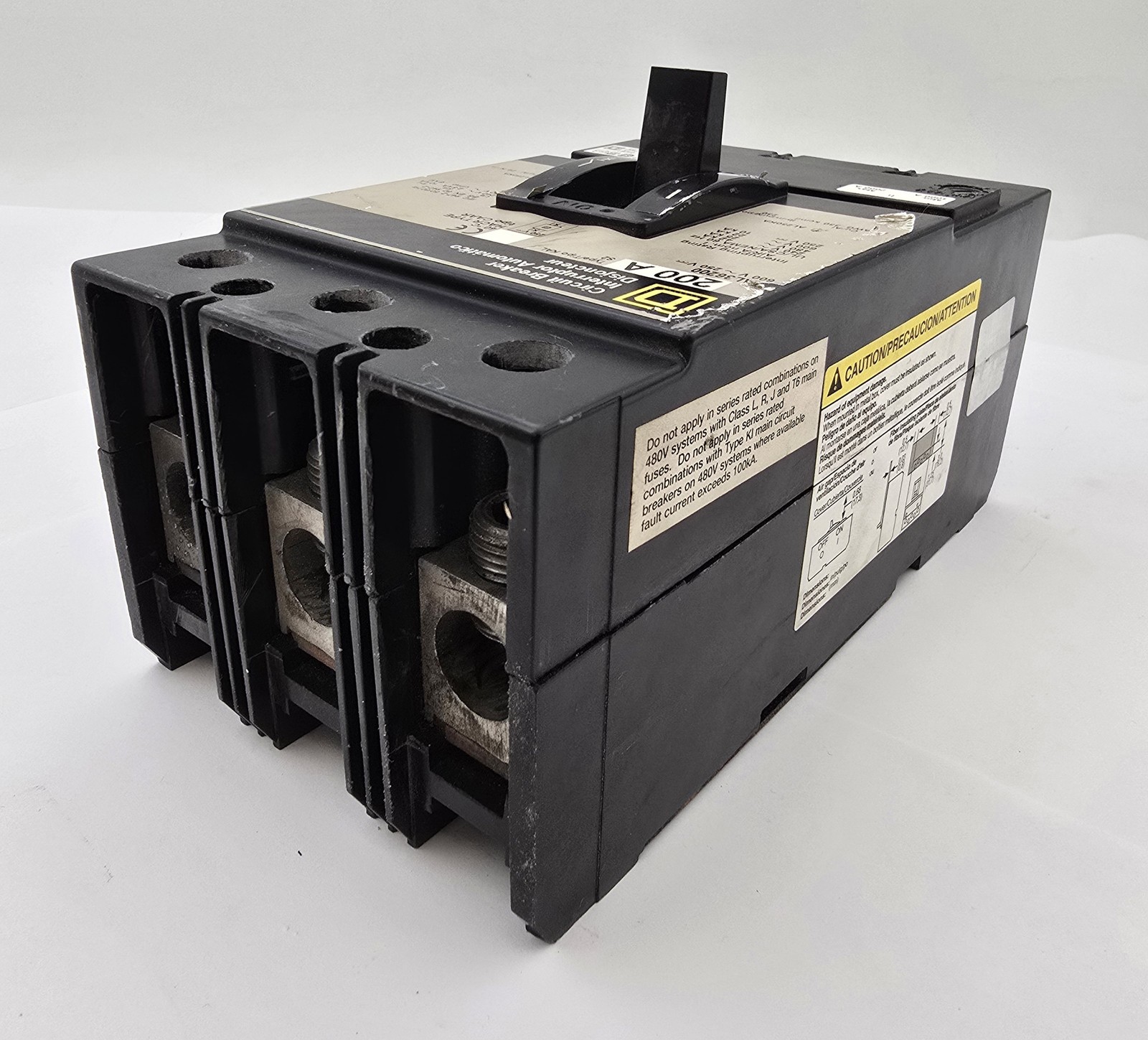Square D KAL36200 Bolt On Circuit Breaker 200A 600VAC 250VDC HACR 50/60Hz