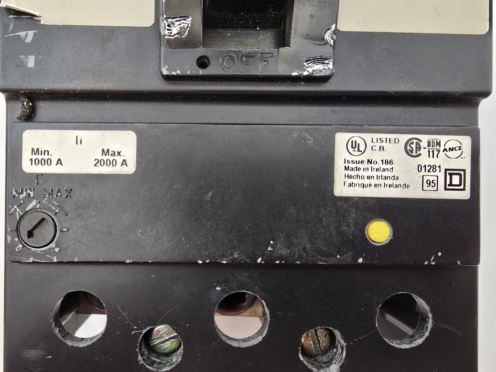 Square D KAL36200 Bolt On Circuit Breaker 200A 600VAC 250VDC HACR 50/60Hz
