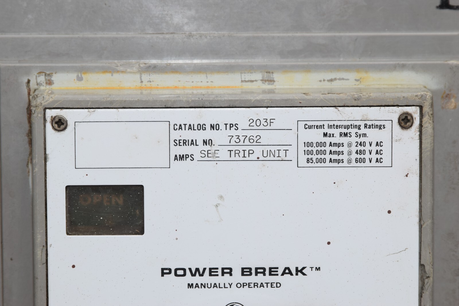 GE TPS203F 2000A Power Break Circuit Breaker w/ 1600 Amp Trip General Electric
