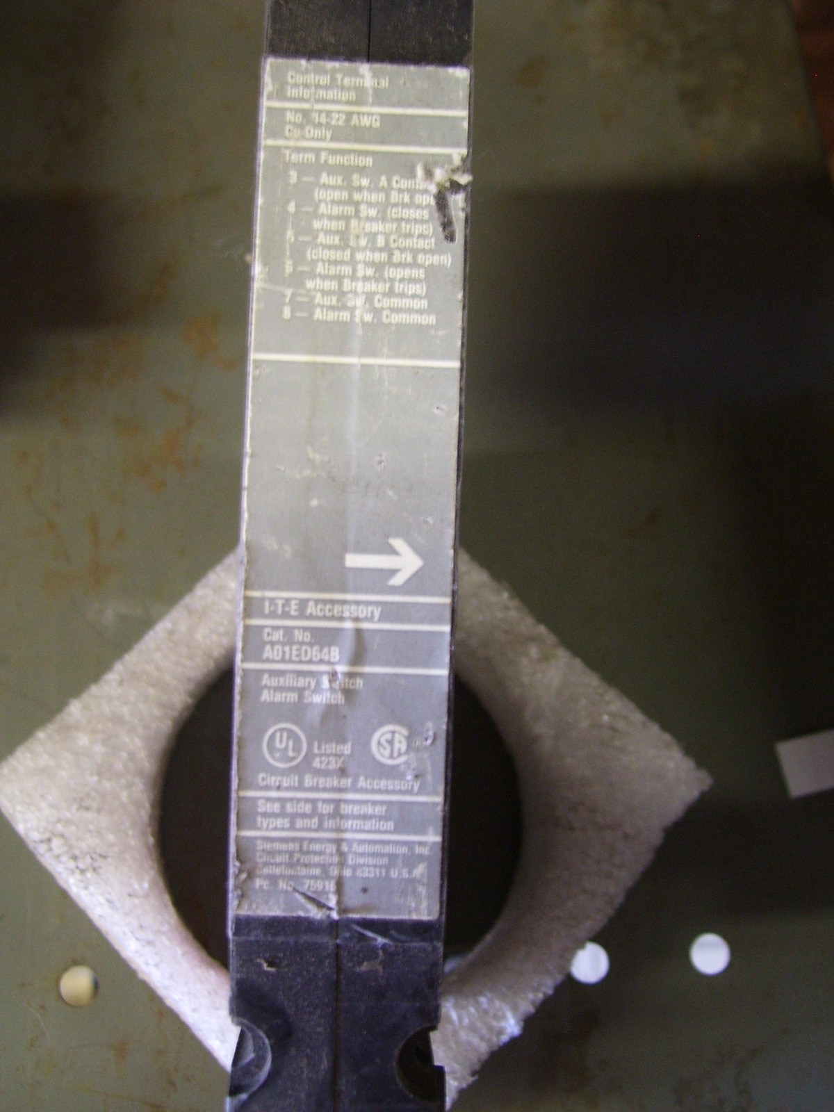 ITE CAT# A01ED64B AUXILIARY SWITCH/ ALARM SWITCH