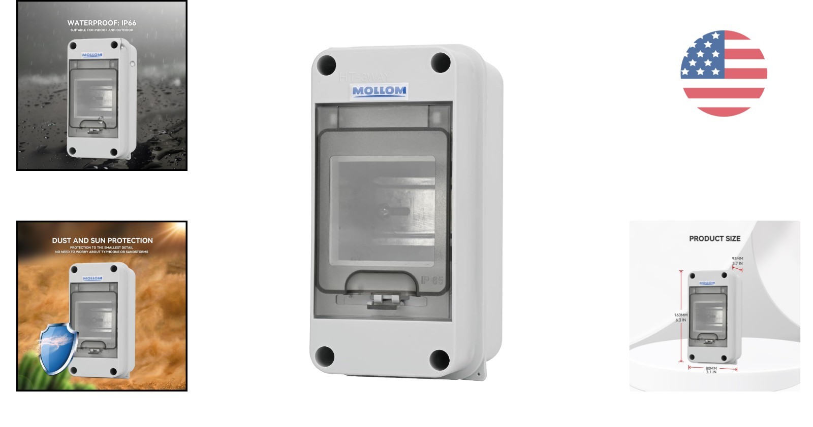 3 Way Circuit Breaker Box Waterproof for Reliable Indoor/Outdoor Protection