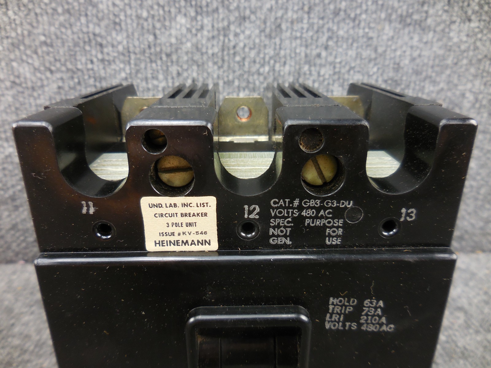 Unused Heinemann HECO GB3-G3-DU Circuit Breaker 63 amp 3 Pole HH83XA325