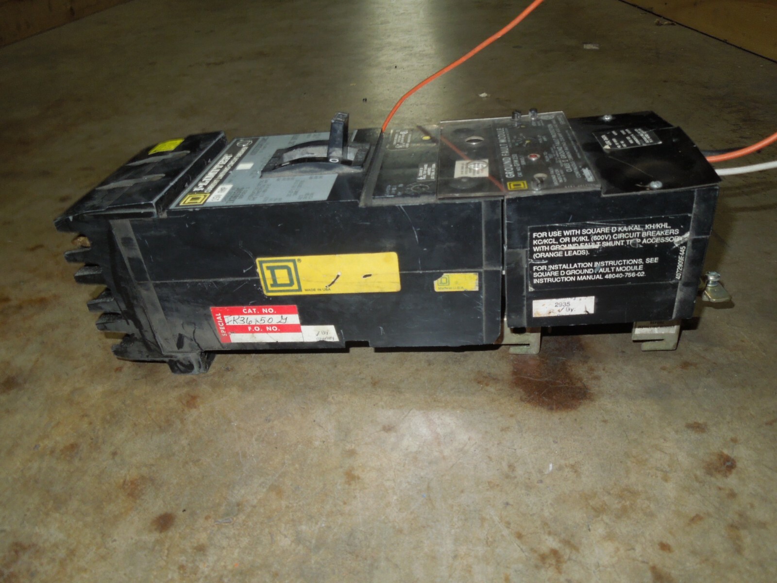 Square D I-Line KI36150G 150A 3p 600V Breaker GFM250 Ground Fault Module