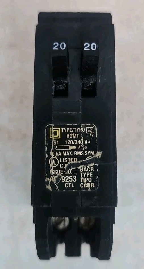 Square D HOMT2020 Homeline 20 amp Twin 1 Pole Tandem Circuit Breaker SEE PICS
