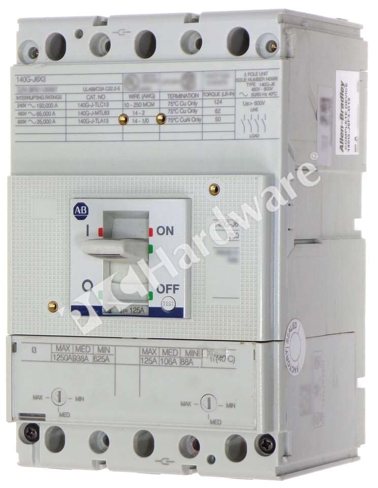 Allen Bradley 140G-J6F3-D12 /A J Frame 125A 3-Pole Molded Case Circuit Breaker