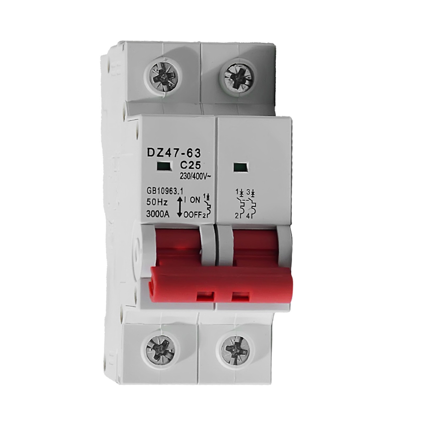 2P AC MCB Mini Circuit Breaker 4.5kA 6/10/16/25/32/40/50/63A/80A/125A 110/120V