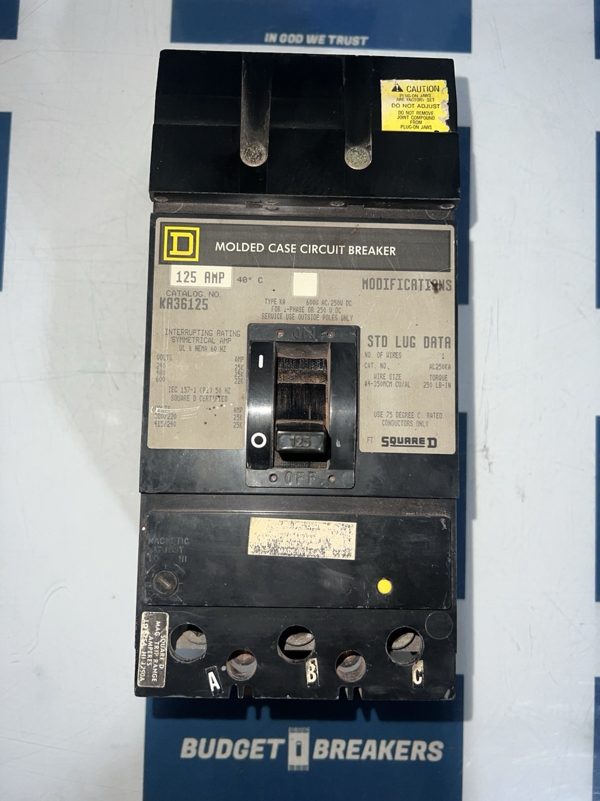 Square D KA36125 I-Line Circuit Breaker 125A