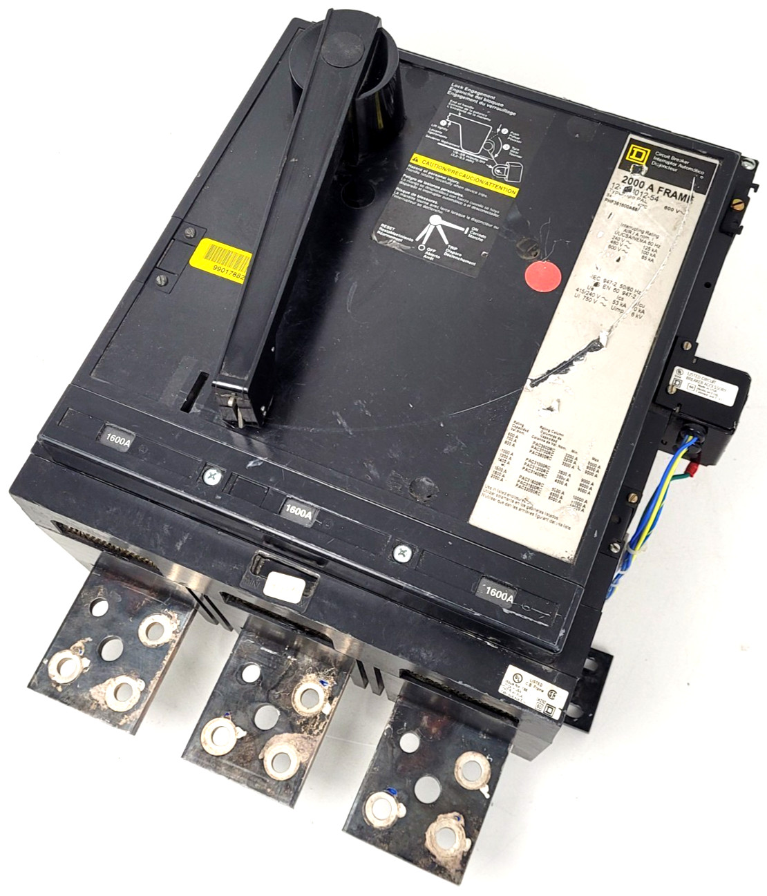 PHF361600A680 Square D 1600A 600V 2000A Frame Circuit Breaker w/ PA11286 Aux