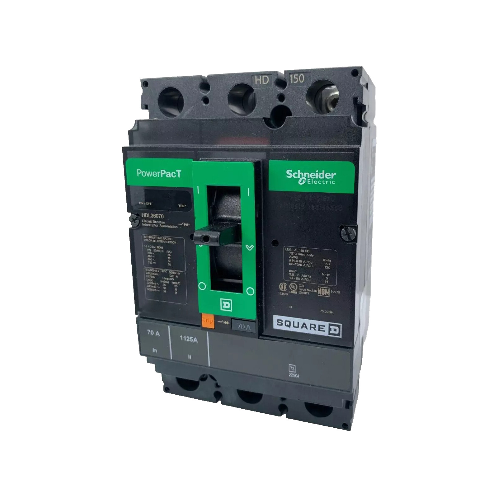 NIB – Square D – HDL36070 – 70A, 3-Pole Circuit Breaker , Thermal-Magnetic Trip