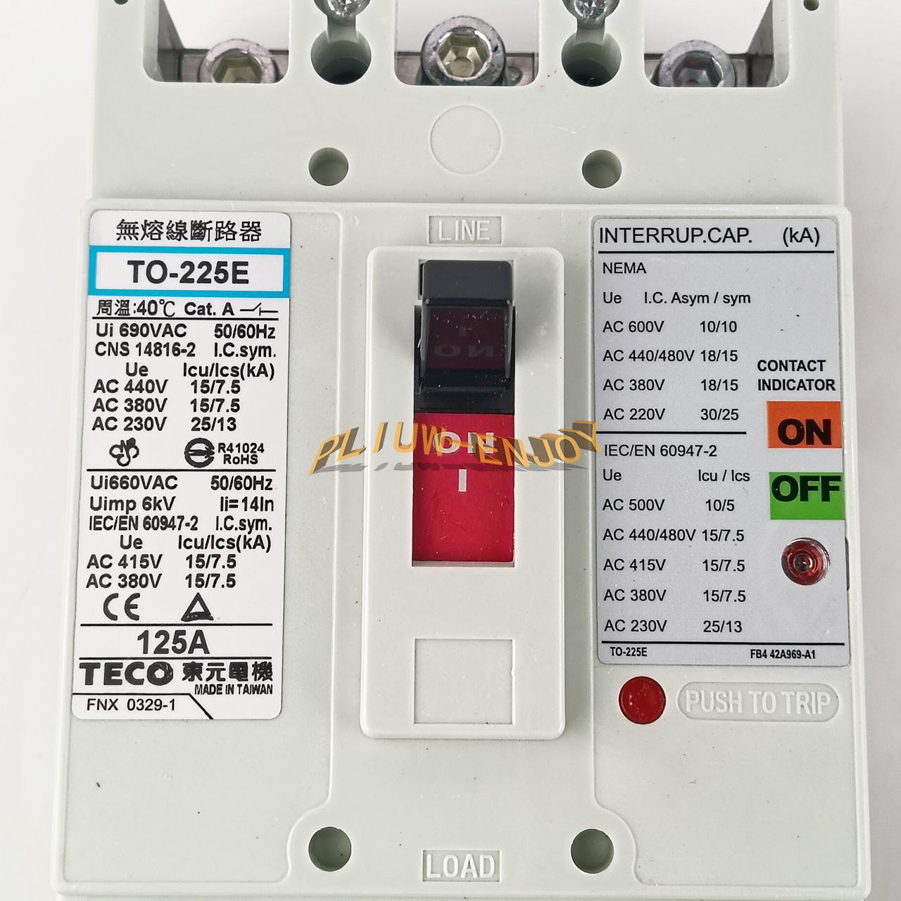1PCS New TECO TO-225E 3P 125A Circuit Breaker