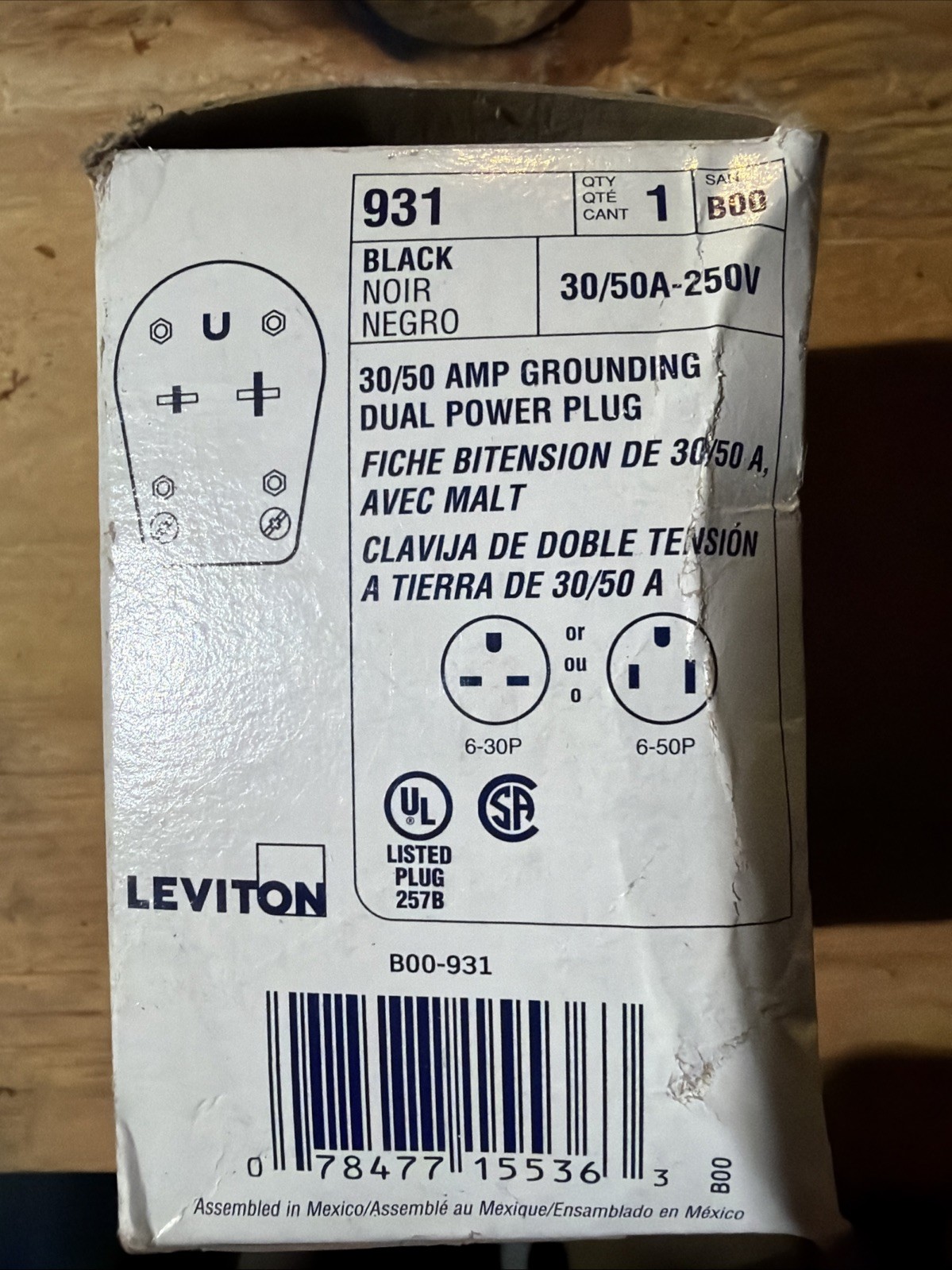 Leviton 30a/50a Dual Power Plug