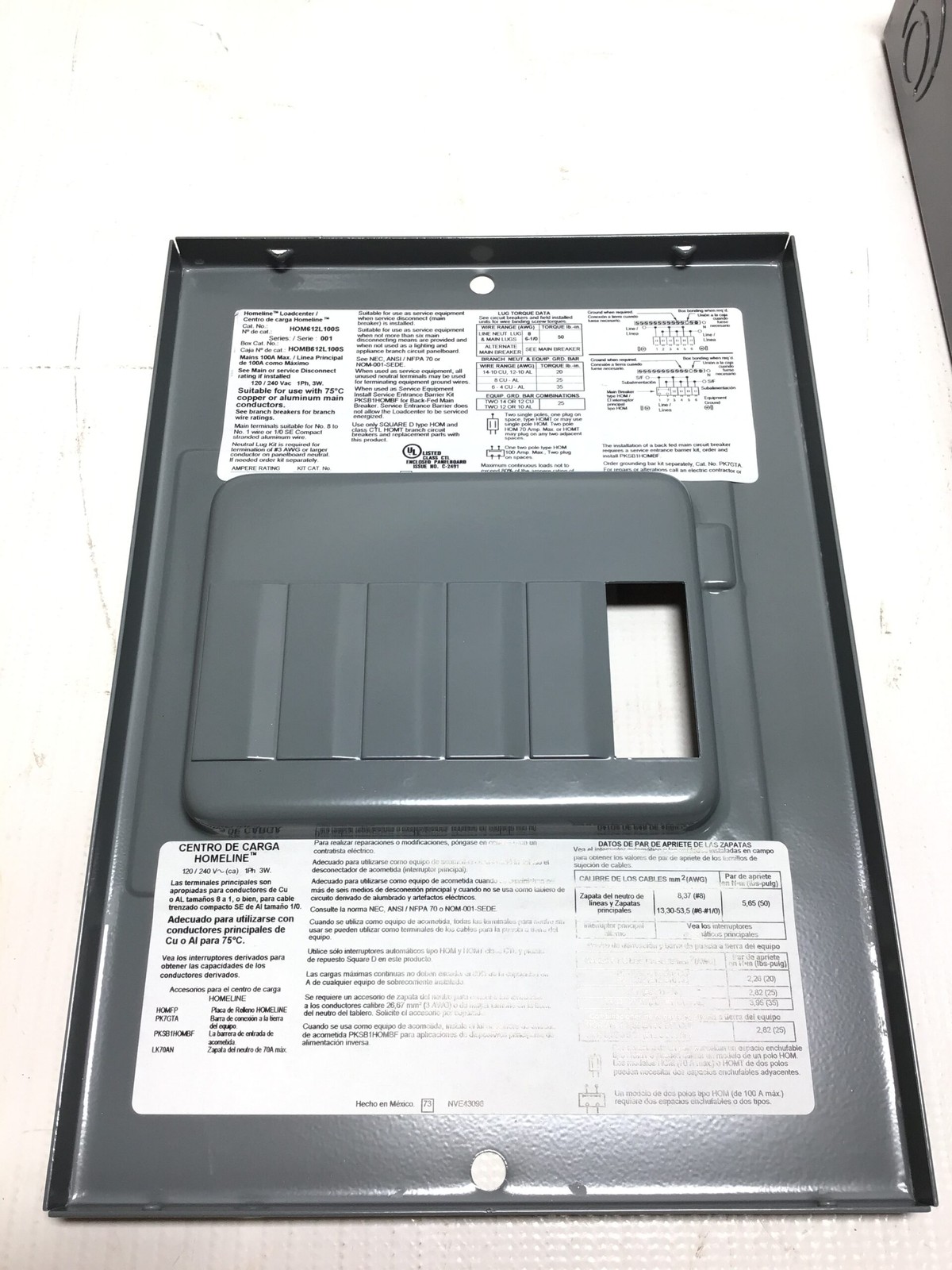 Square D HOM612L100S Homeline Circuit Breaker Load Center 100A 120/240V 50/60Hz