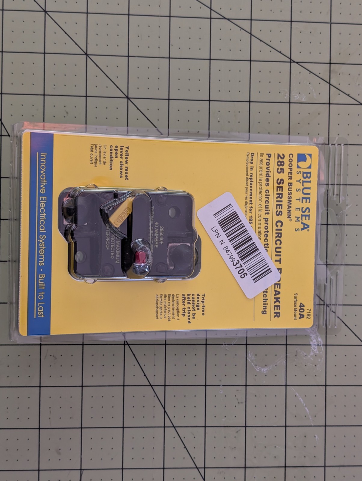 Blue Sea 7182 40 Amp Circuit Breaker Surface Mount 285 Series 7182 UPC 632085…