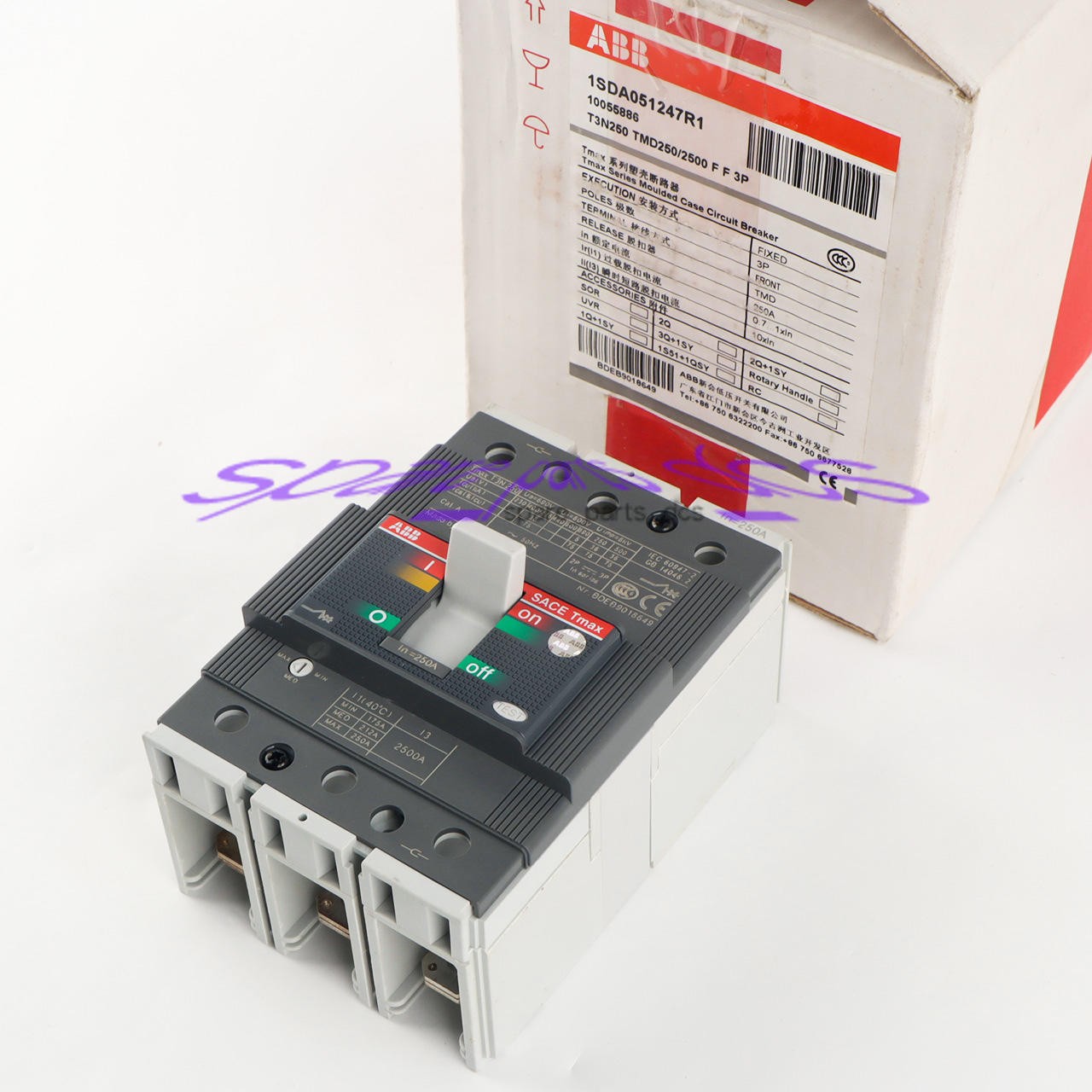 1PCS New ABB TMAX T3N250 TMD250/2500 FF 3P 250A 1SDA051247R1 Circuit Breaker