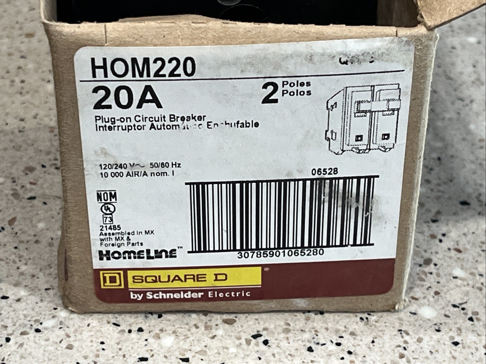 Square D HOM220 (5 PACK) 20A 2P 120/240V Circuit Breaker (5) NEW, US SELLER