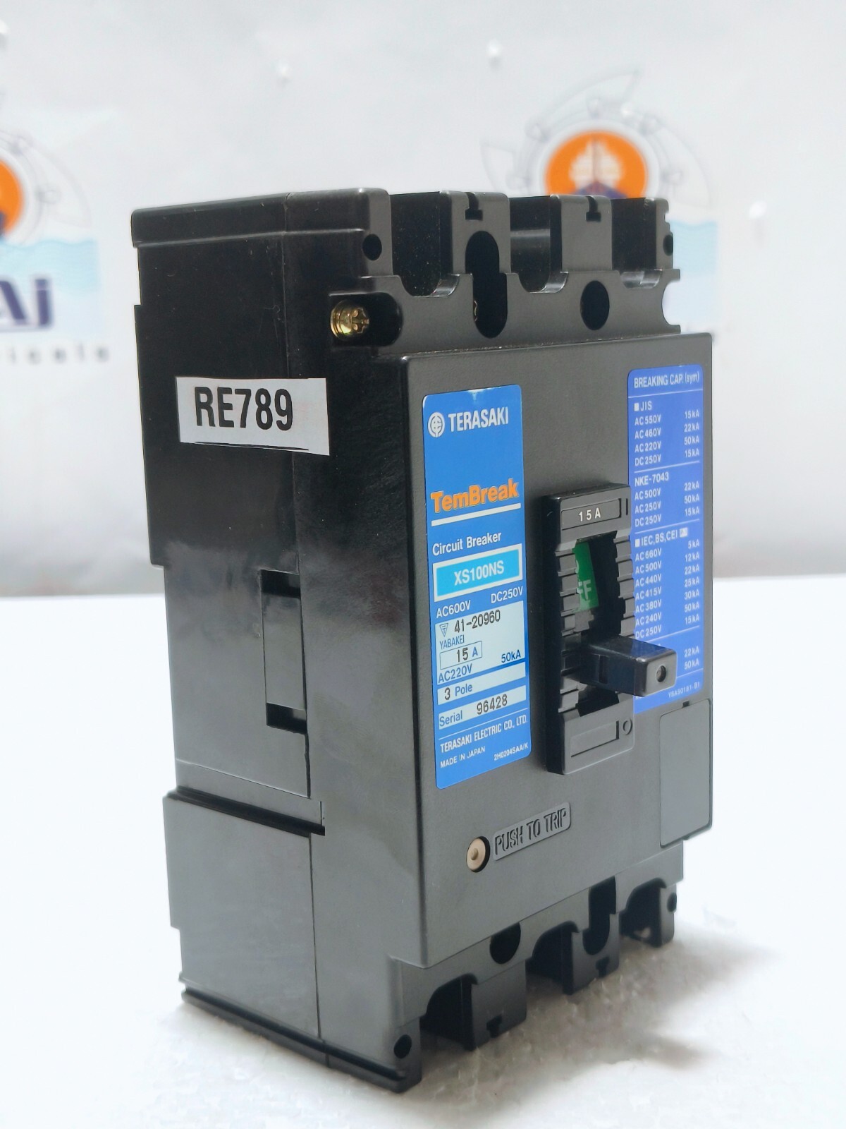 TERASAKI XS100NS, 15 A, CIRCUIT BREAKER AC220V 50kA MCCB 3P (Free Shipping)