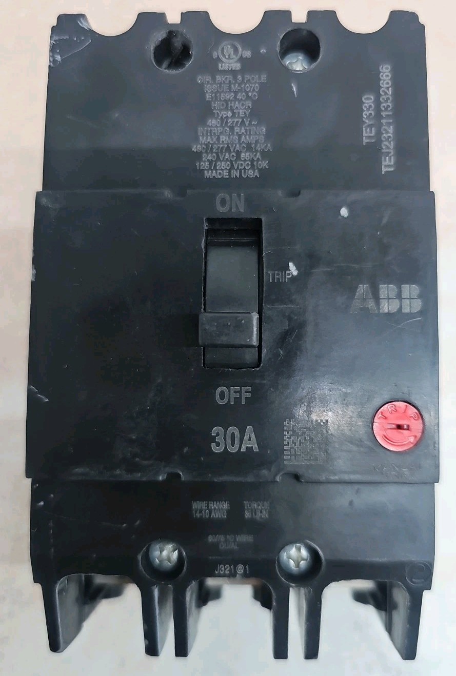 New Old Stock General Electric TEY330 Circuit Breaker 30A 3-Pole 480Y/277V