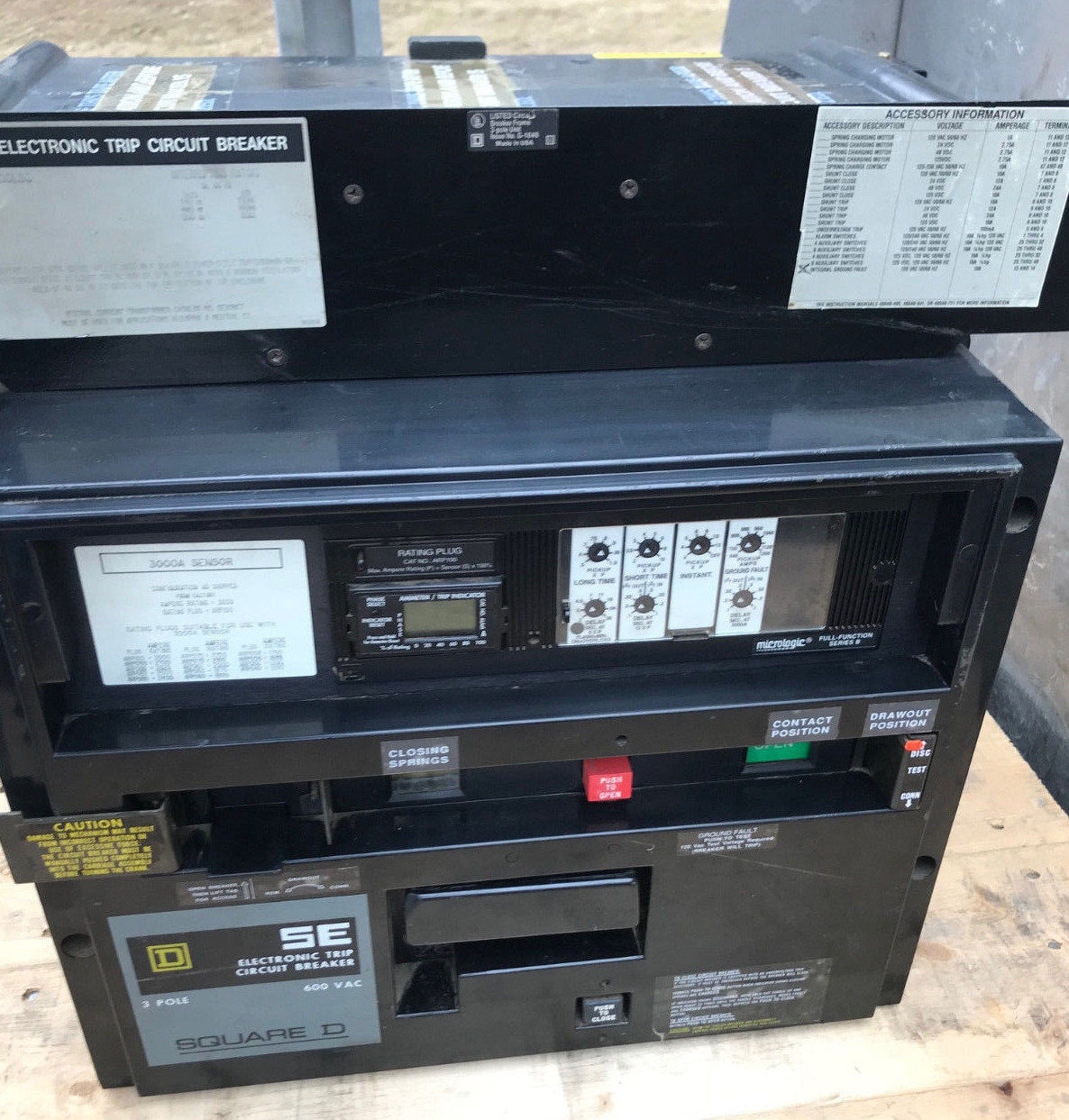SED363000LSG Square D 3000 Amp 600V Drawout Micrologic Series B LSIG Trip Unit