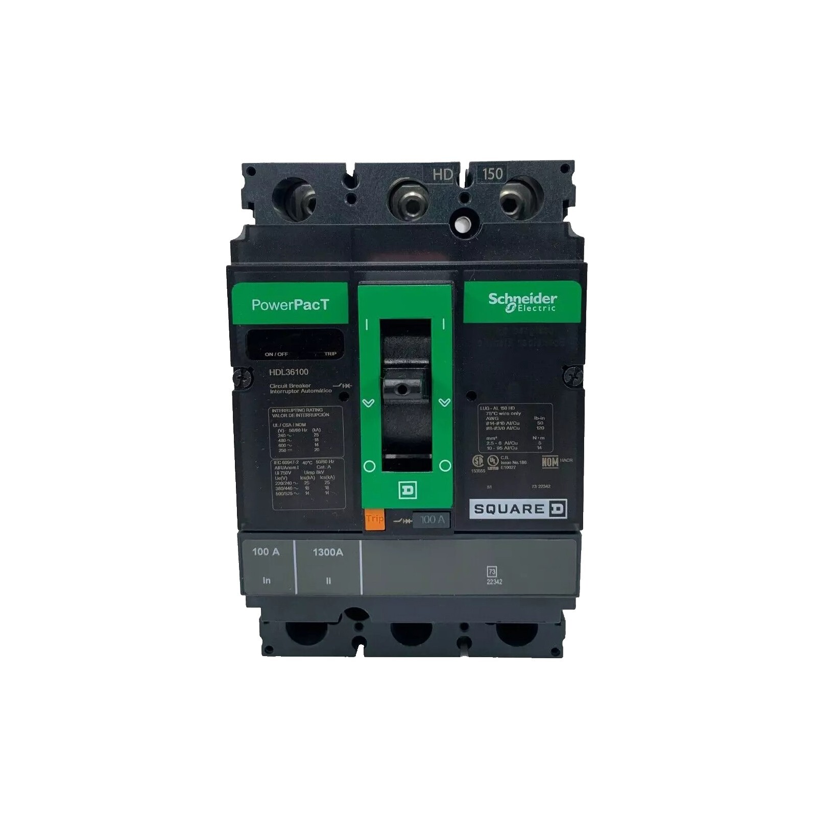 NIB – Square D – HDL36100 – Circuit Breaker, Powerpact H, 100A, 3 Pole, 600V