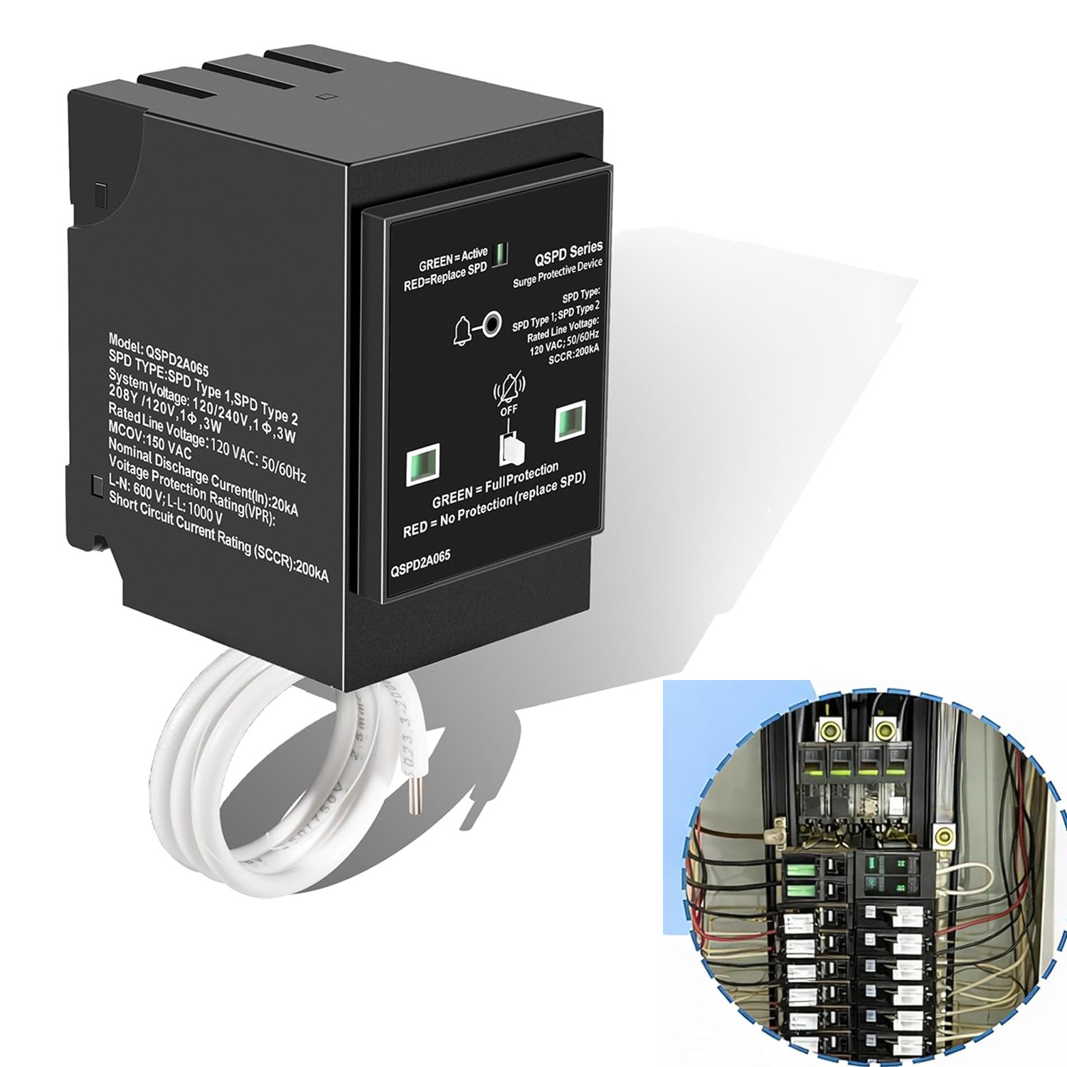 2-Pole 65kA 120/240V 1Ø 3W House Surge Protector Breaker for Siemens QSPD2A065P
