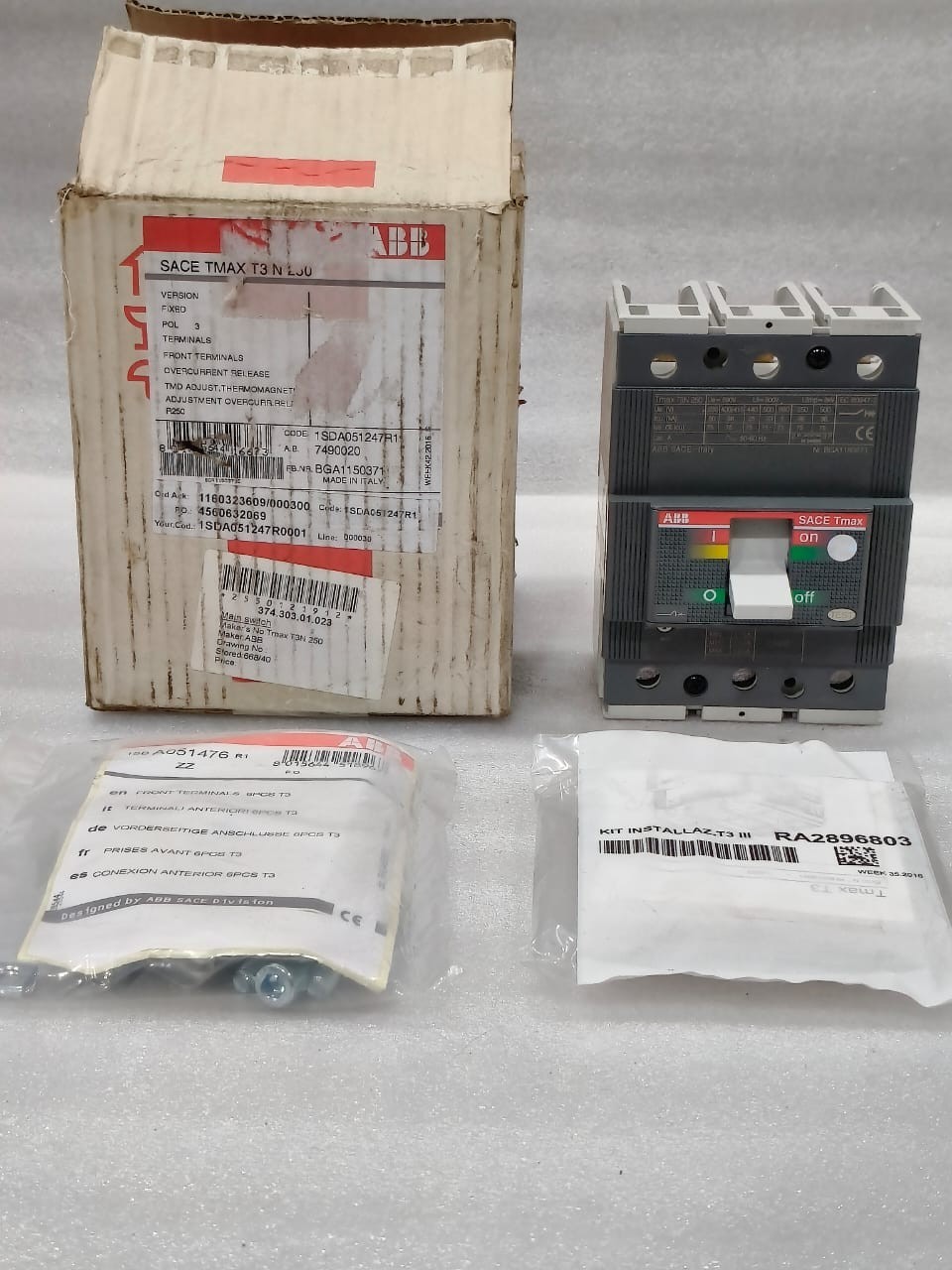 ABB SACE TMAX T3 N 250 250AMP 3POLE MOULDED CASE CIRCUIT BREAKER FAST SHIPPING