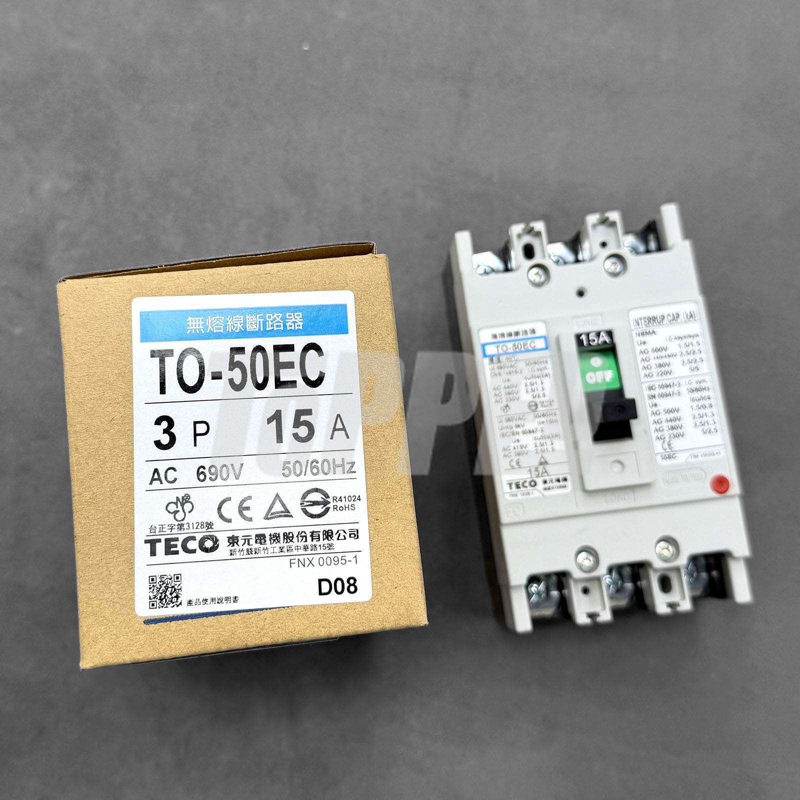 TO-50EC 3P 15A Fusion-free Circuit Breaker for TECO