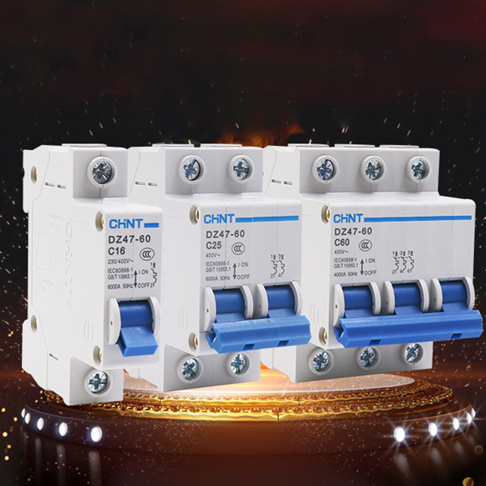 Circuit Breakers 1/2/3/4/6/10/16/20/25/32/40/60 Amp MCB Type C 6kA 1/2/3/4-Poles