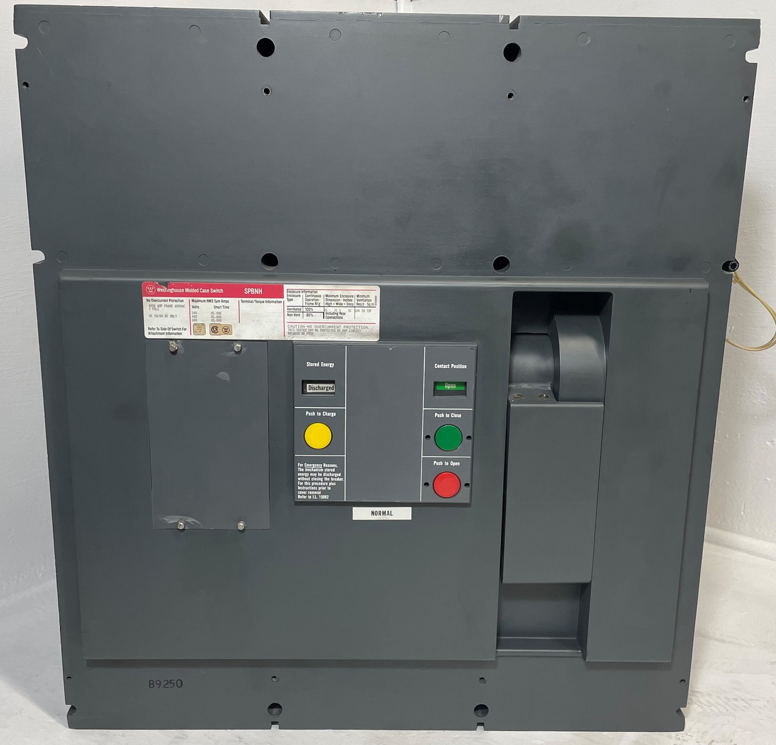 CH Westinghouse SPBNH 4000A EO Molded Case Switch w/ Shunt 3P 480/600V 4000 Amp