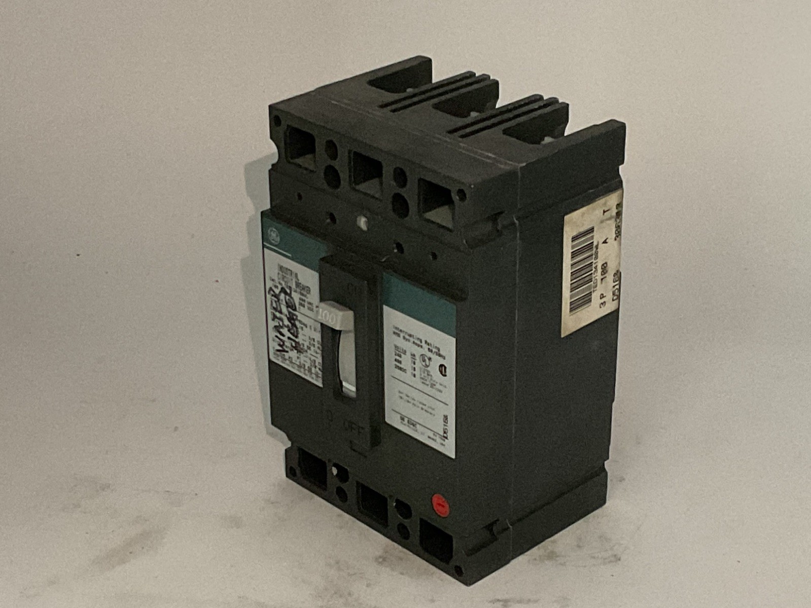 GE THED136100 100A 3-Pole Circuit Breaker Type T 600VAC/250VDC