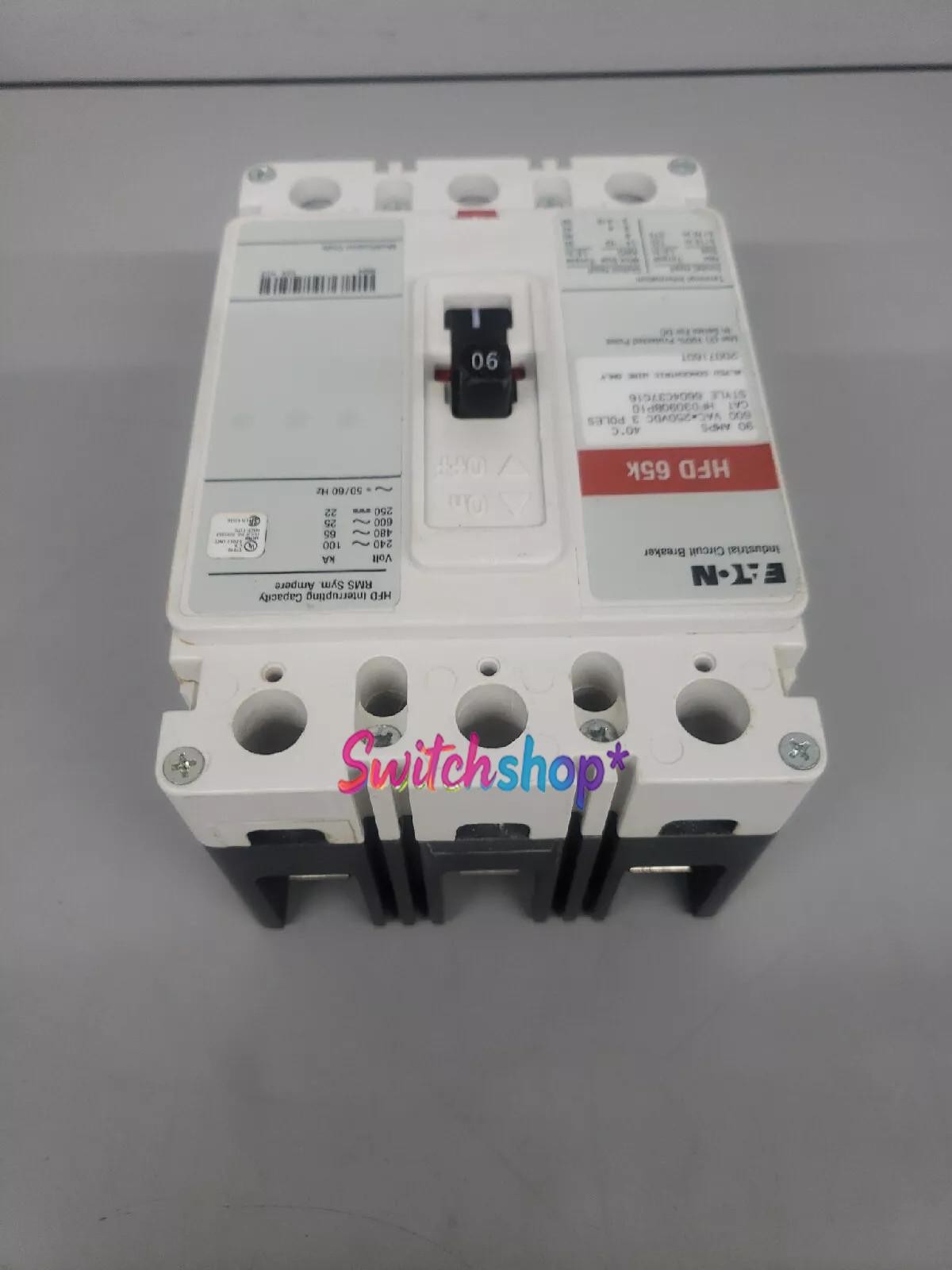 New HFD3090BP10 Circuit Breaker 90A 3P 600V 3PH HFD 65k 3 pole 90 Amp