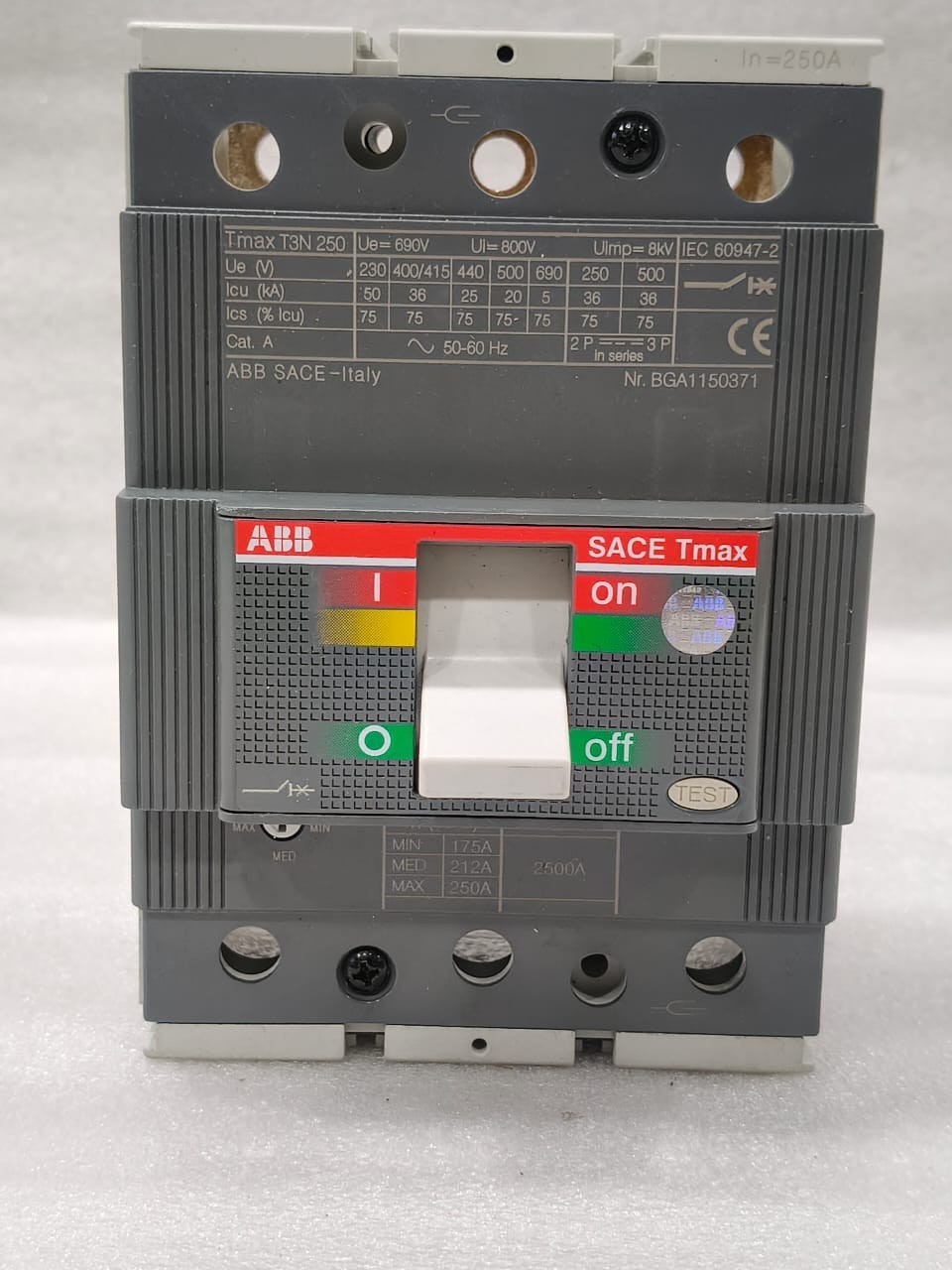 ABB SACE TMAX T3 N 250 250AMP 3POLE MOULDED CASE CIRCUIT BREAKER FAST SHIPPING
