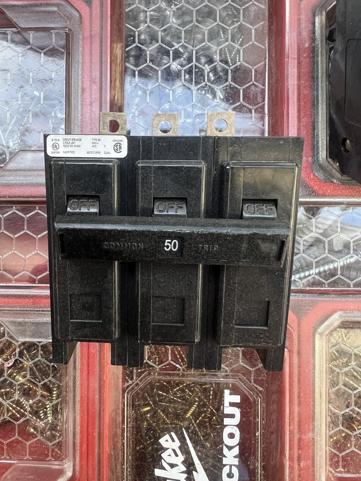 EATON CUTLER HAMMER BAB3050H 3 Pole 50 AMP Type BA Circuit Breaker 240 VAC