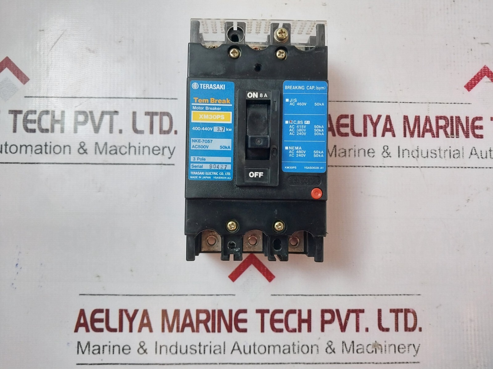 Terasaki Xm30ps 3 Pole Motor Circuit Breaker 8amp 400-440v