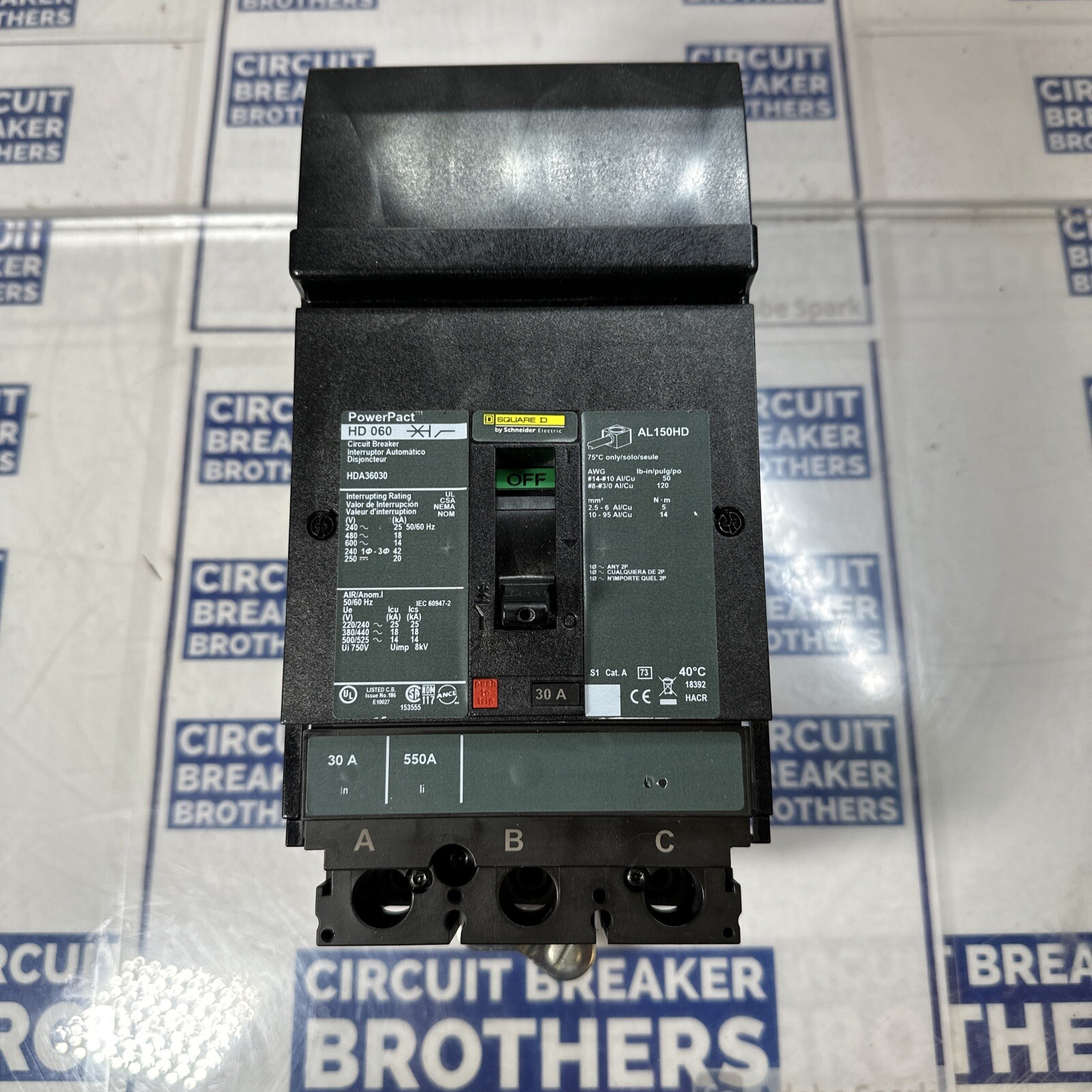 SQUARE D HDA36030 30 Amp 600V 3 Pole I Line Circuit Breaker-Warranty(New No Box)