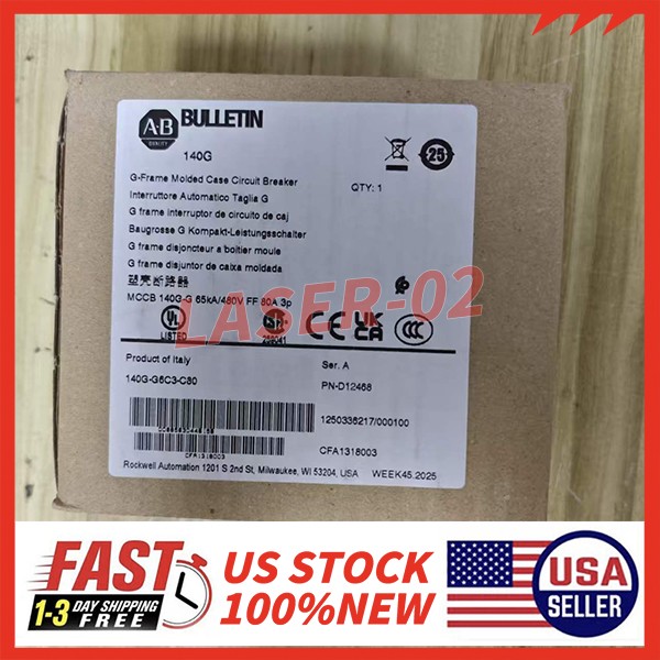 New Sealed Allen-Bradley 140G-G6C3-C80 Circuit Breaker 80A 3-Pole 480V Fast Ship