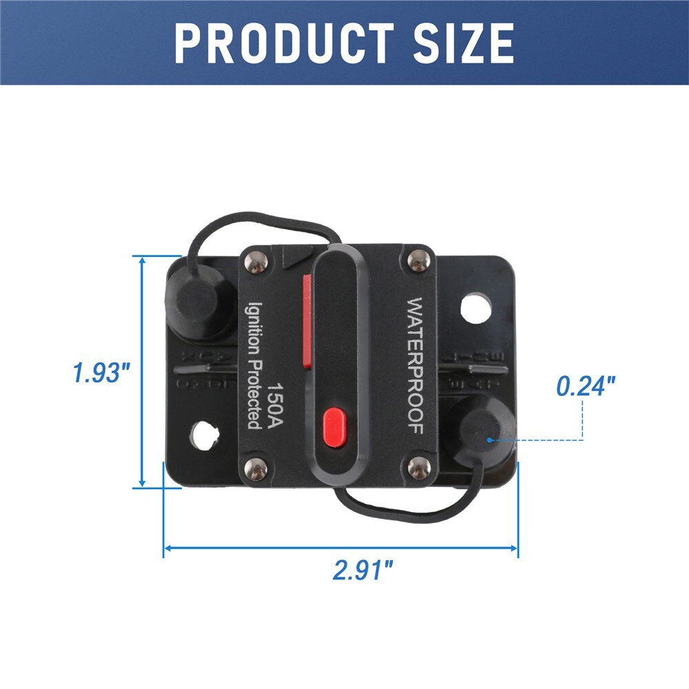 150A 150AMP Circuit Breaker Fuse 12-48V DC Car Boat Manual Reset Switch IP67
