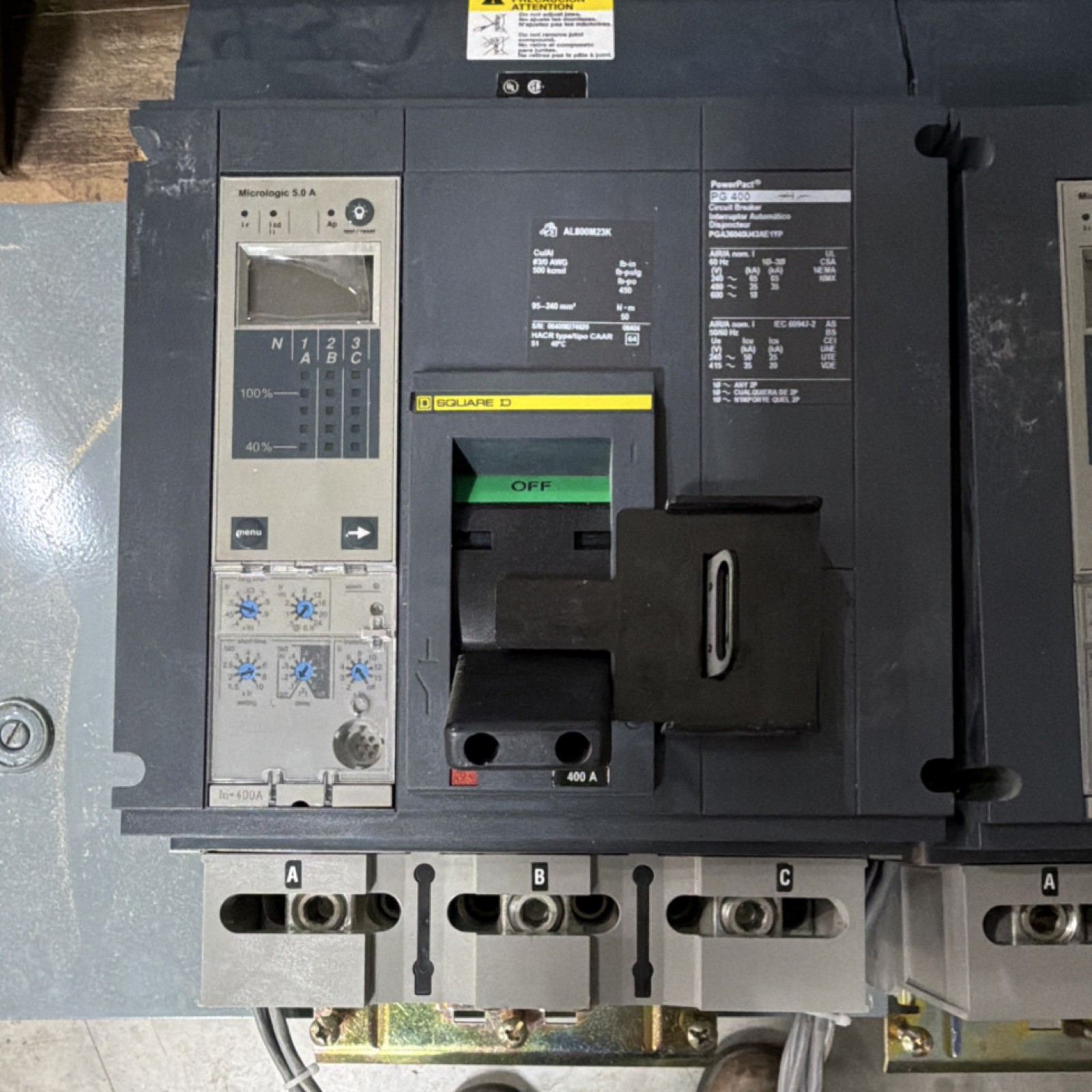 Square D PowerPact PG 400 400A 3-Pole Circuit Breaker Trip Indicator 240-600V