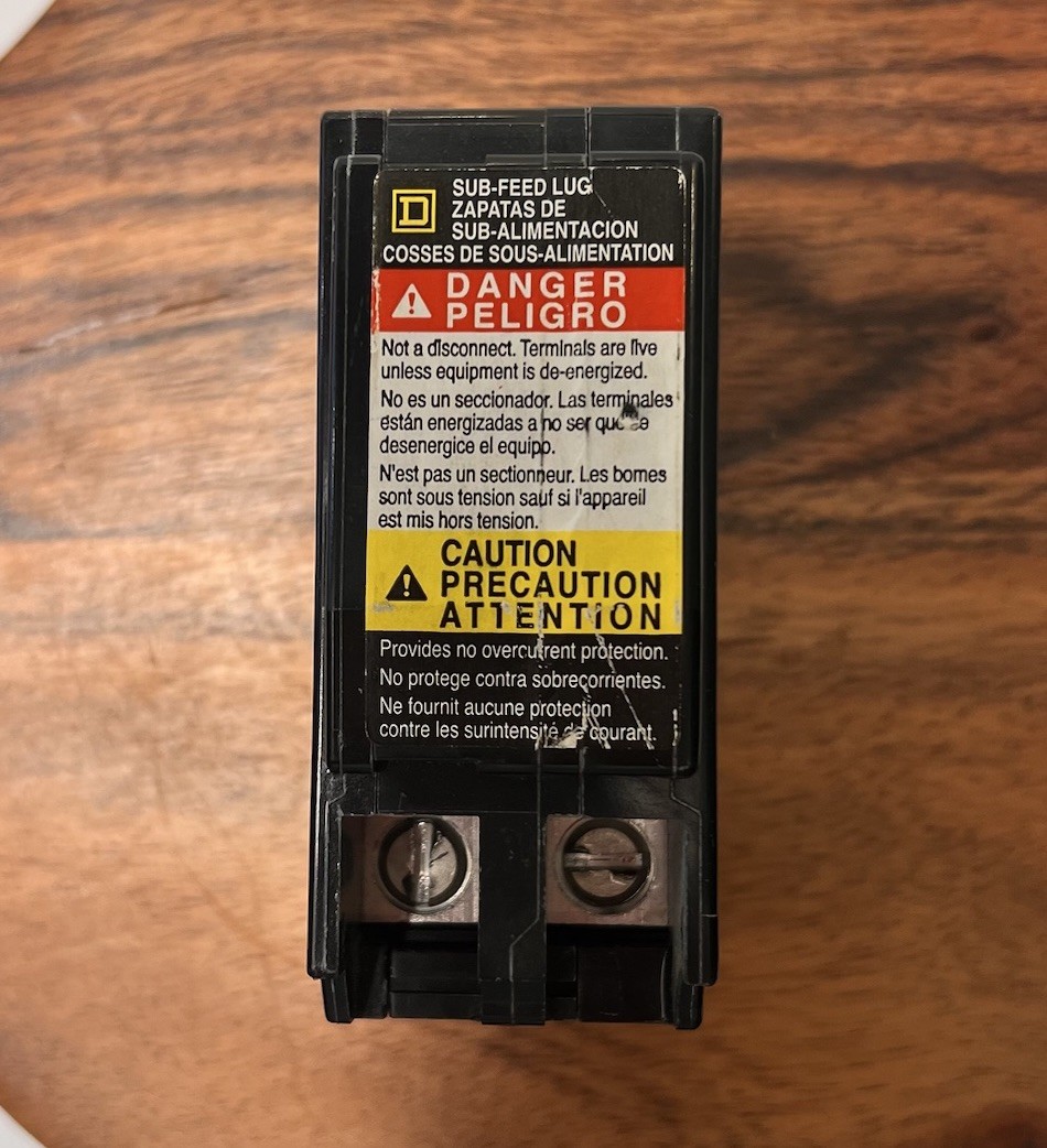Square D QOB2125SL Sub-feed Lug QO 125 Amp Max Rating 240 Volt