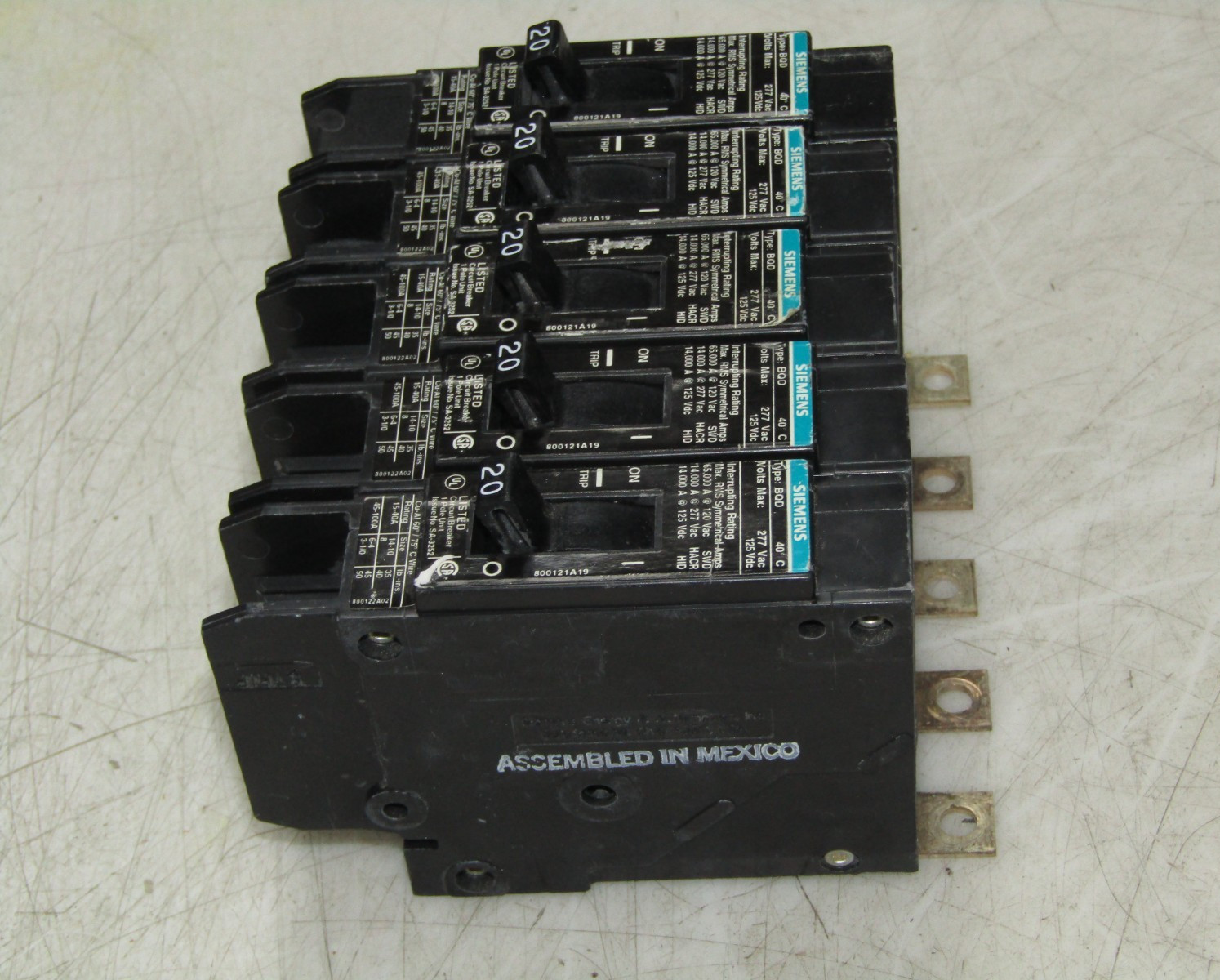 🙌 5) SIEMENS 20 AMP CIRCUIT BREAKER 277 VAC 125 VDC 1 POLE LOT OF 5