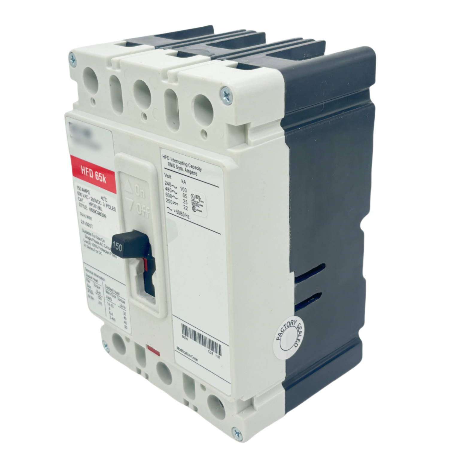 For Circuit Breakers HFD3150L HFD3150 EATON CIRCUIT BREAKER 3P 150A 600V