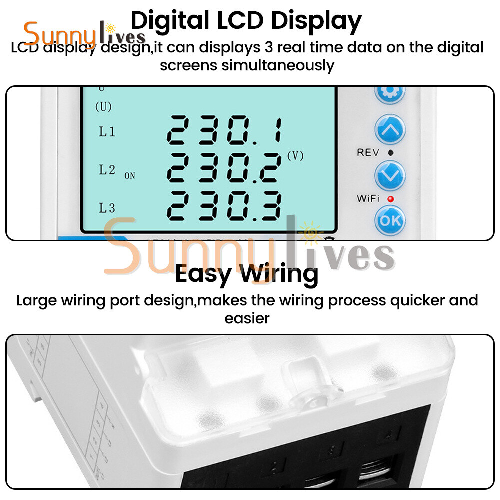 3-phase Tuya WiFi Overload Time Delay Energy Meter Limit Circuit Breaker 100A